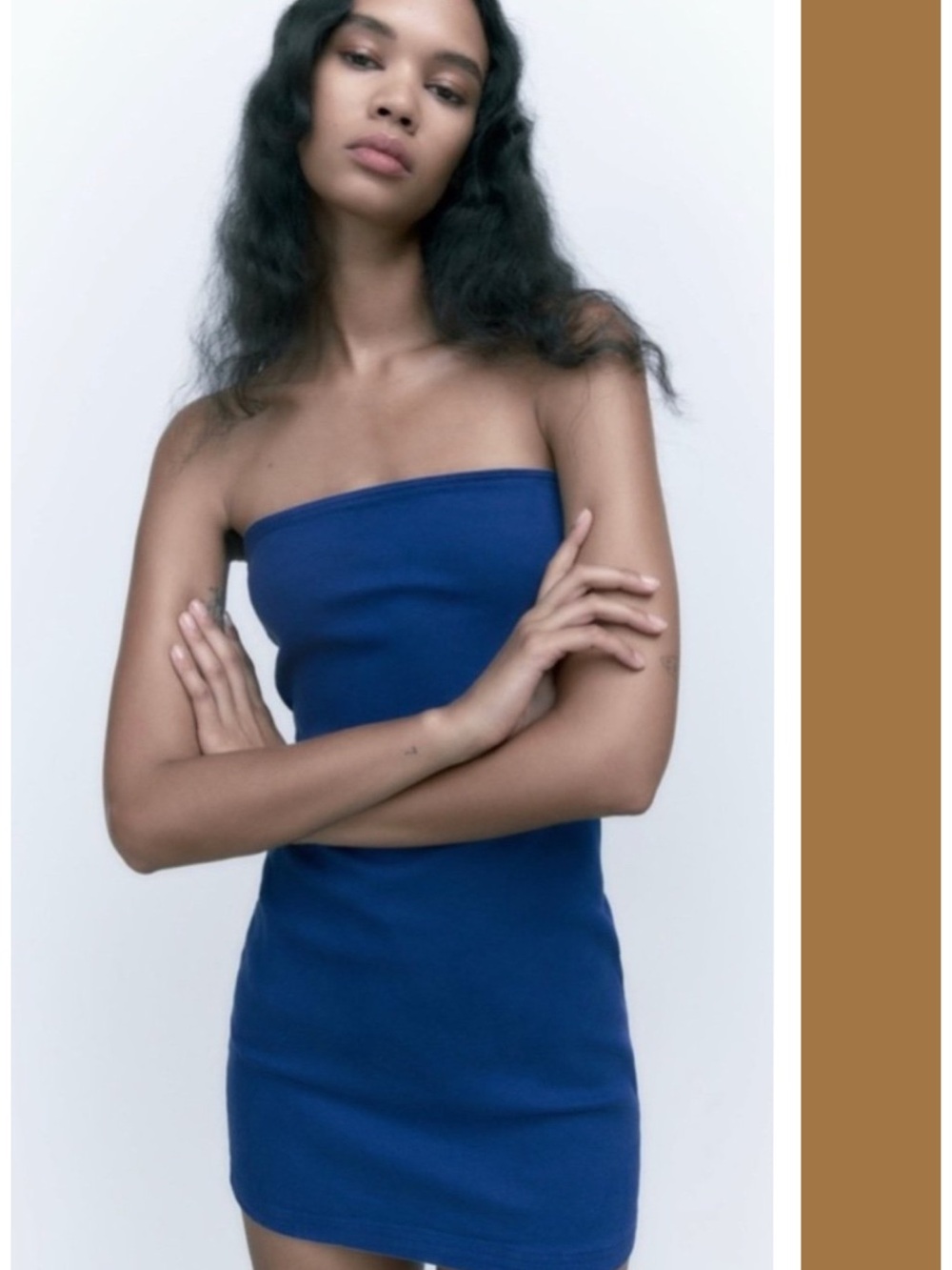 Zara Denim Bandeau Mini Dress in Blue Size L Streetwear Chic